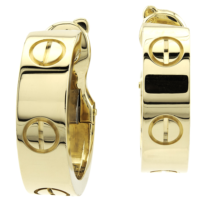 Estate 18K Yellow Gold Cartier Love Hoop Earrings | John Anthony