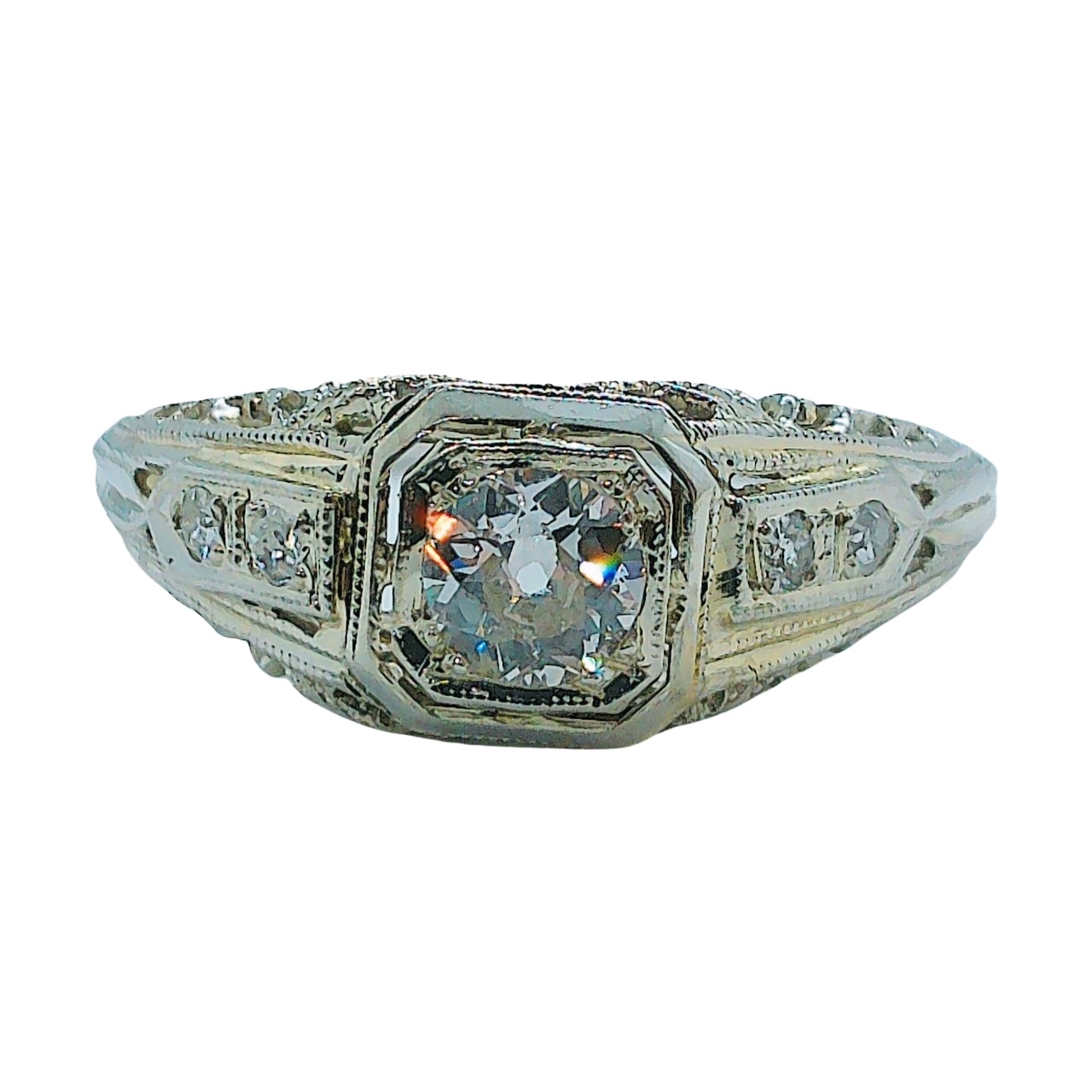 Vintage Mine Cut Diamond Engagement Ring 001-101-00542 Cary