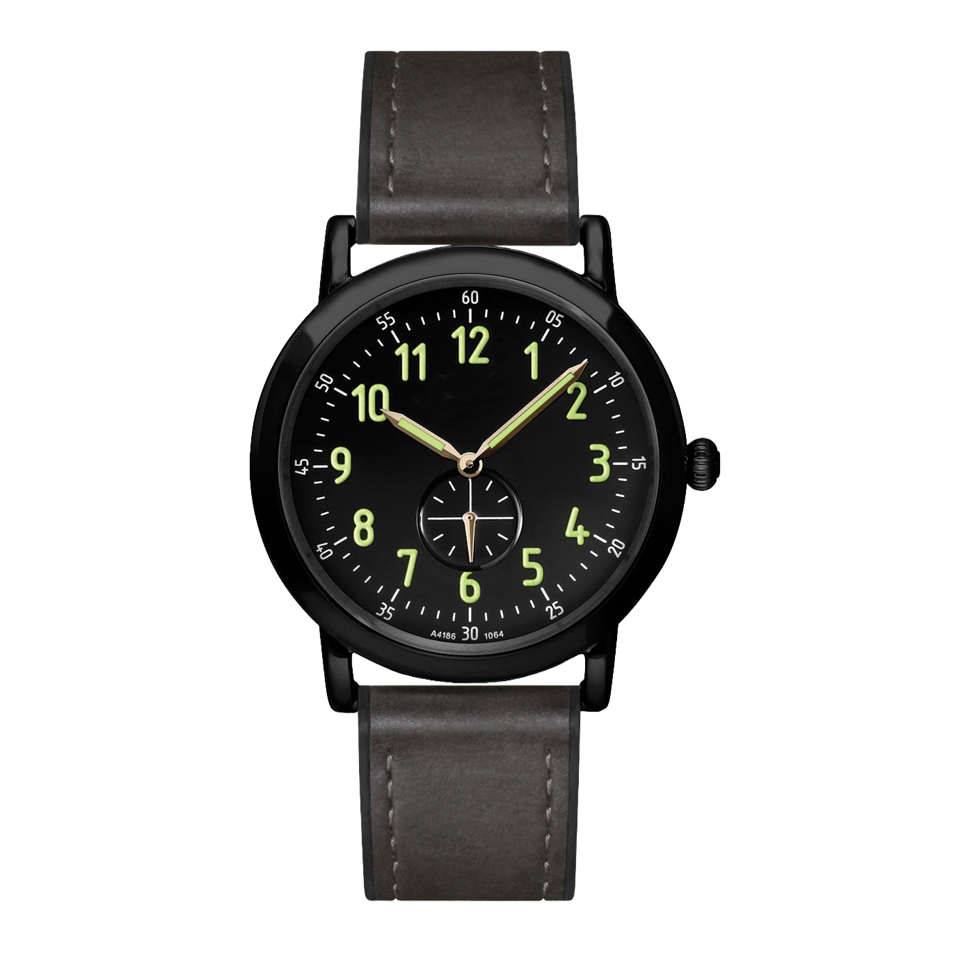 Cavender 40 mm Black Stainless Steel Watch with Black Flex Leather
