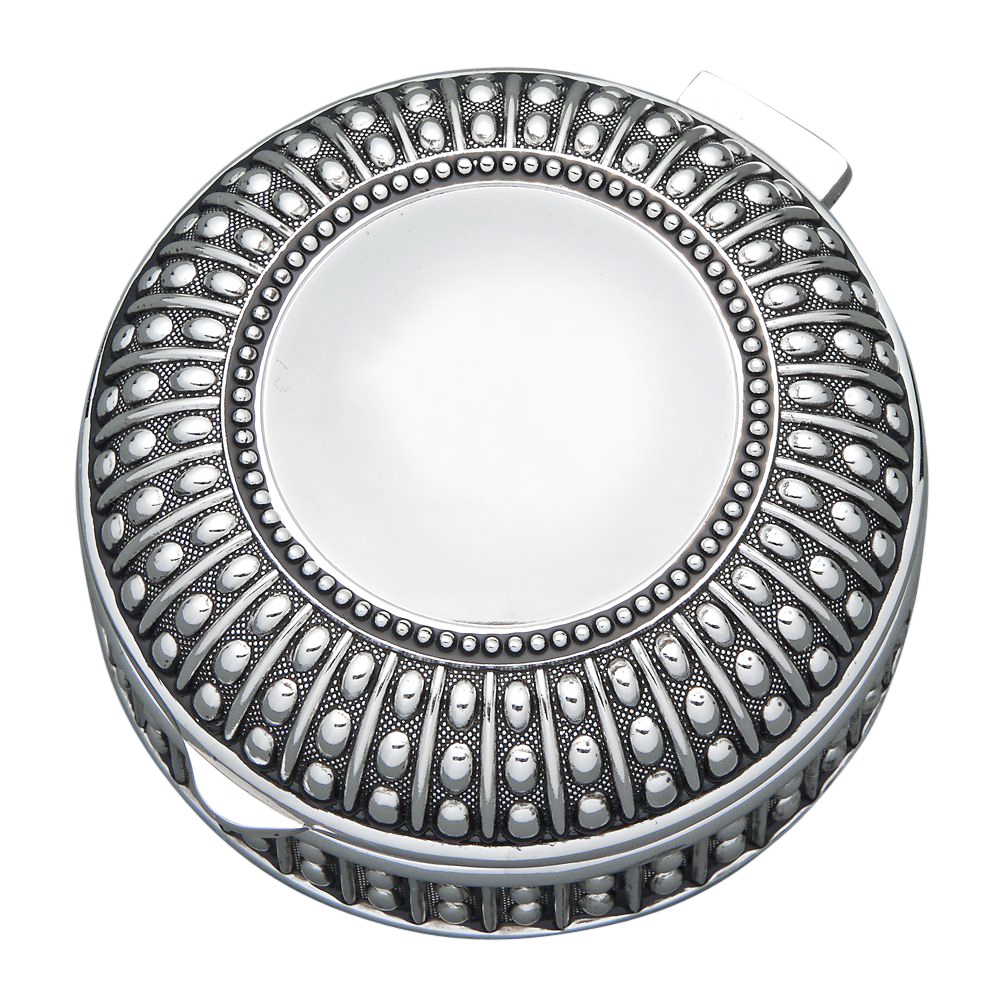 Small Silver Plated Round Box With Bead Design Small Silver Plated Round Box With Bead Design