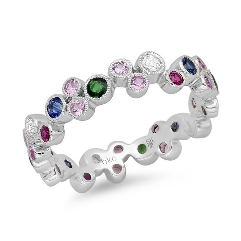 White Gold Multi-color Gemstone Ring