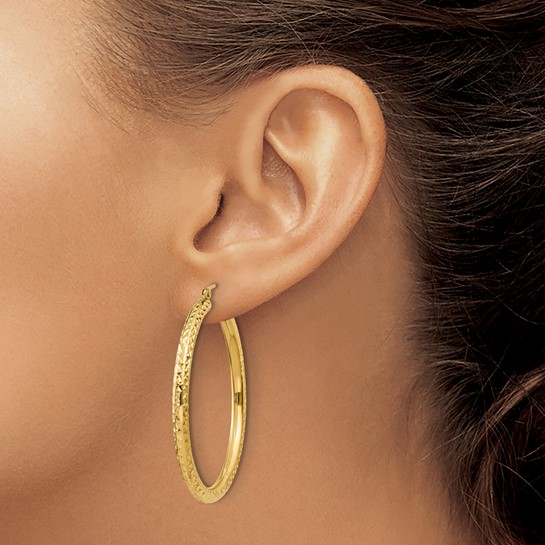 アクセサリー k18Yellow Gold Hoop Earrings 2x40mm 40Mm Yellow Gold Hoops 001-425-02091 10KY - Gold Earrings | J