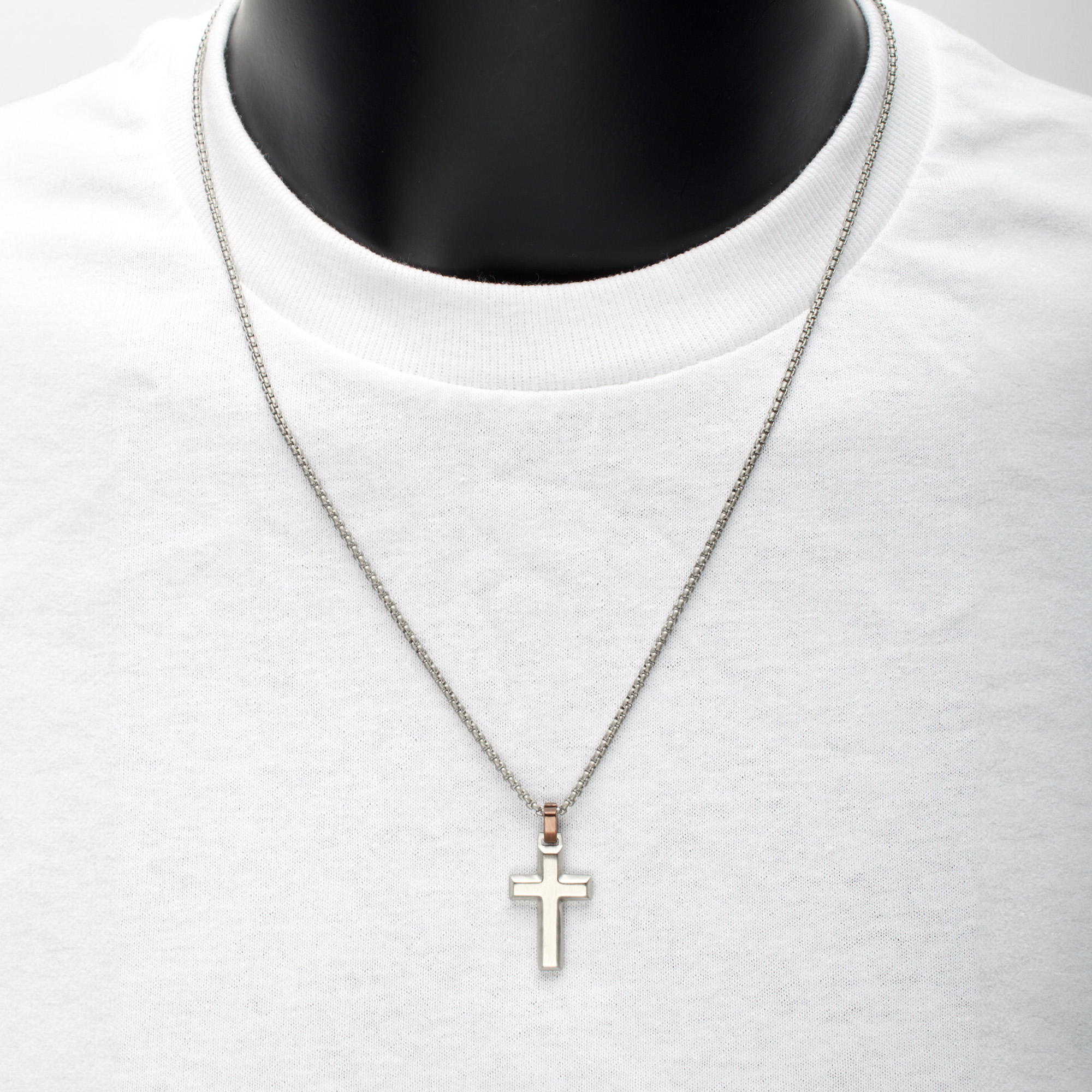 INOX Steel Beveled Cross 001-605-00879 ST | J. Thomas Jewelers