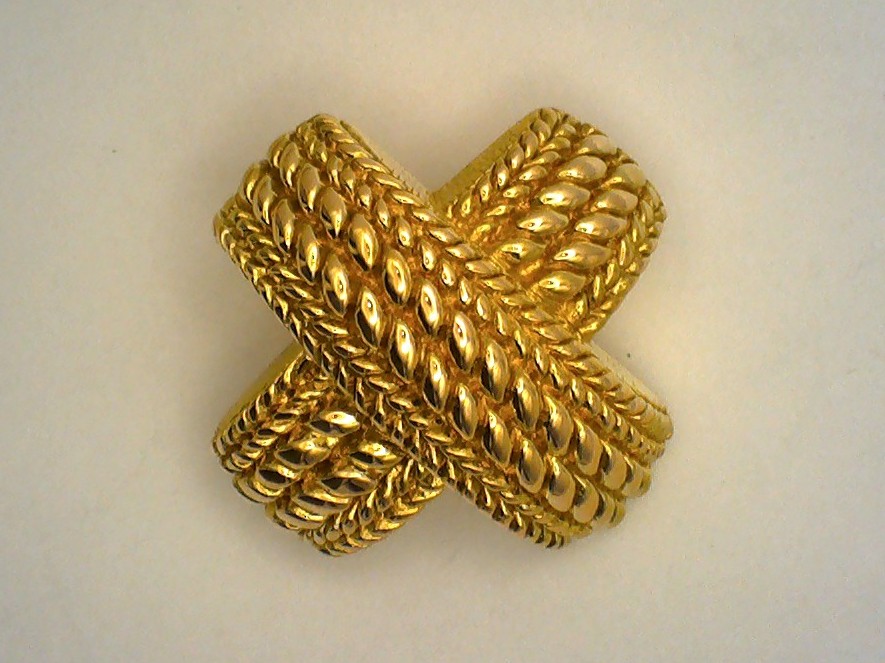 Gold, puffy, textured 