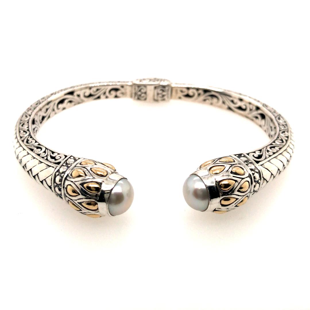 Sterling Silver 18k Cuff Bracelet DY Mercer™ Three Row Cuff