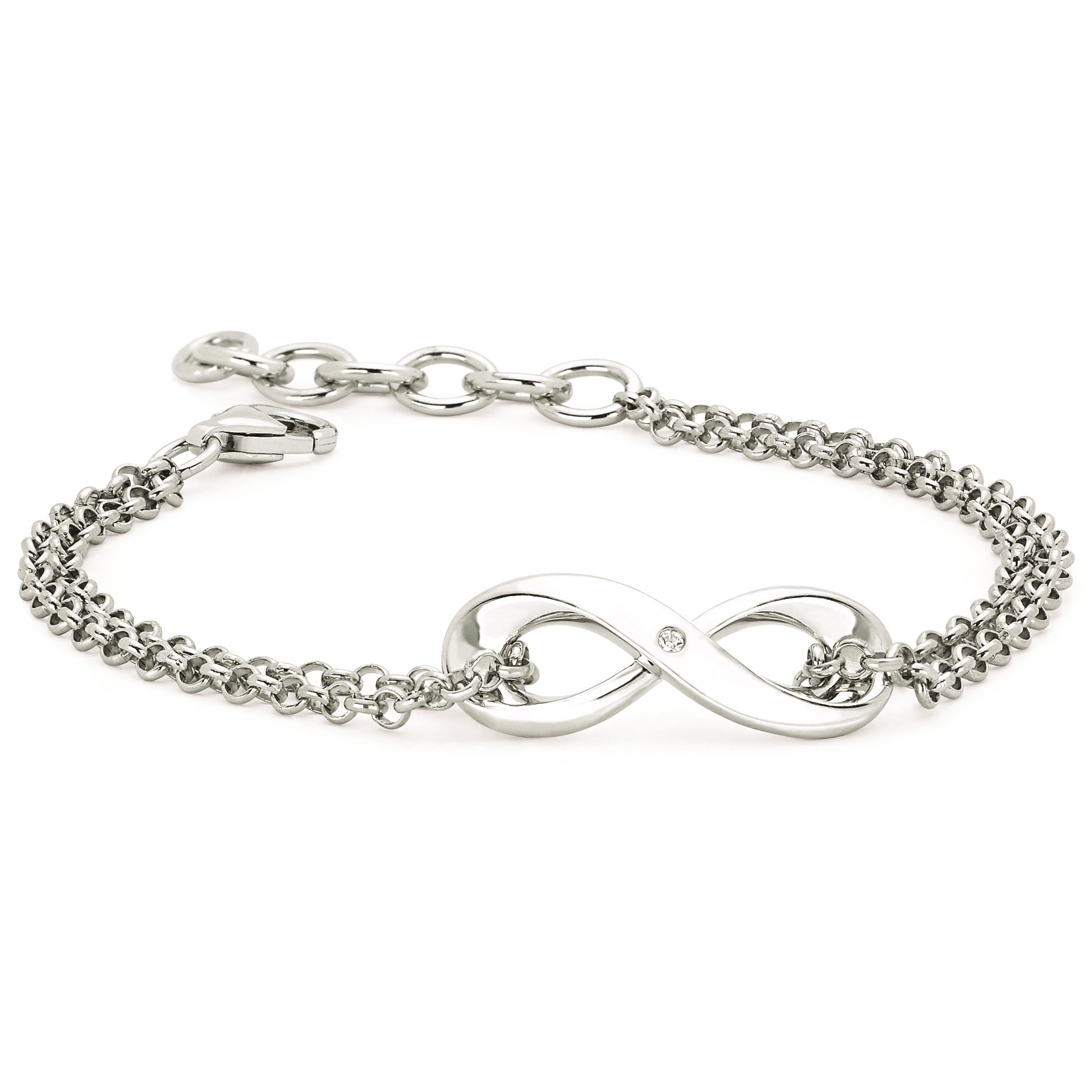 【STONEHENgE】Silver Material Two Heart Bracelet SC1777 Silver Bracelets