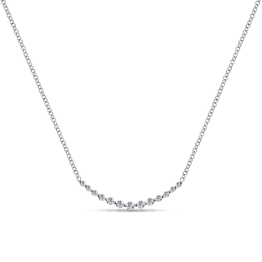 14K White Gold Curved Diamond Bar Necklace 00116500875 Koerbers