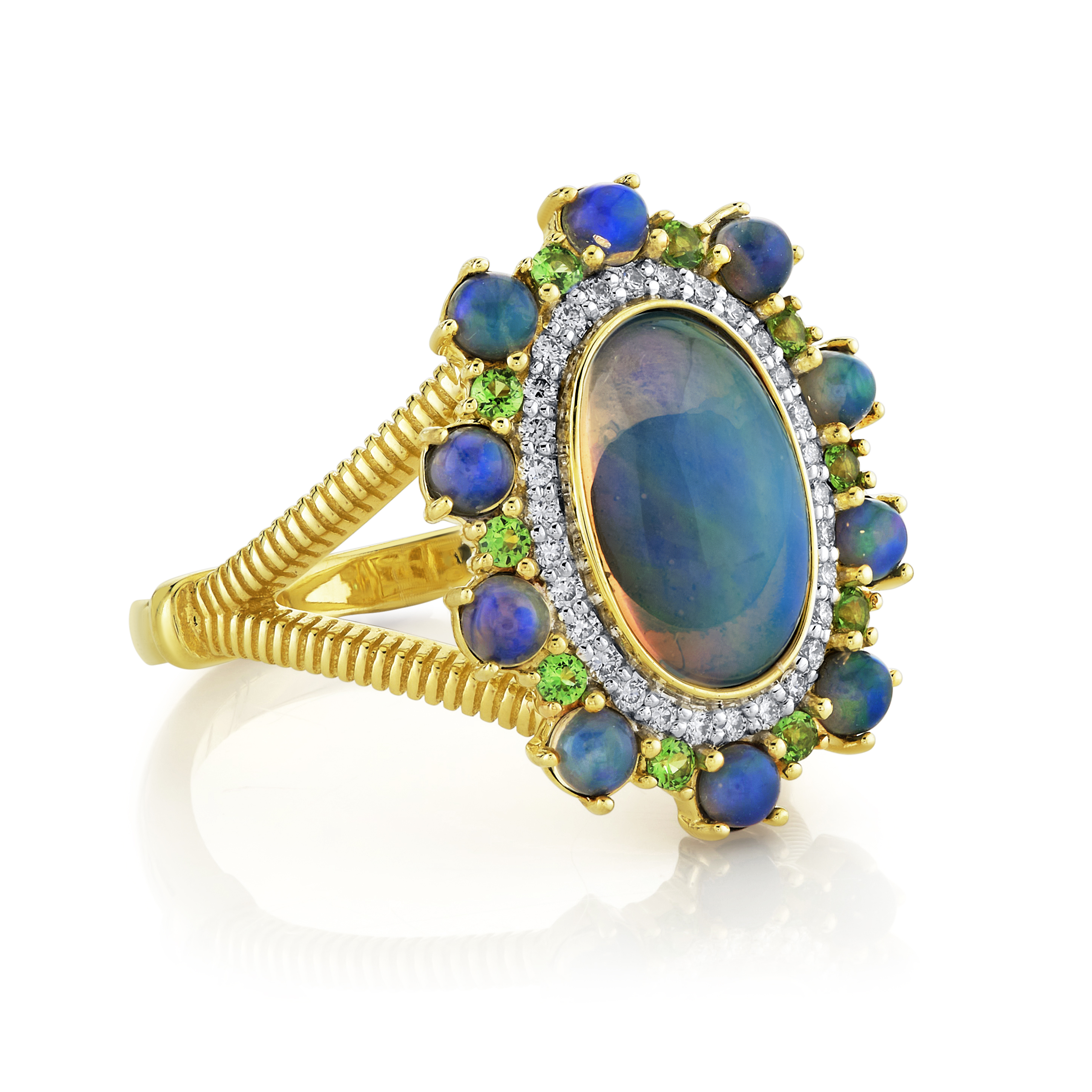 18K Yellow Gold Ethiopian Opal Fashion Ring