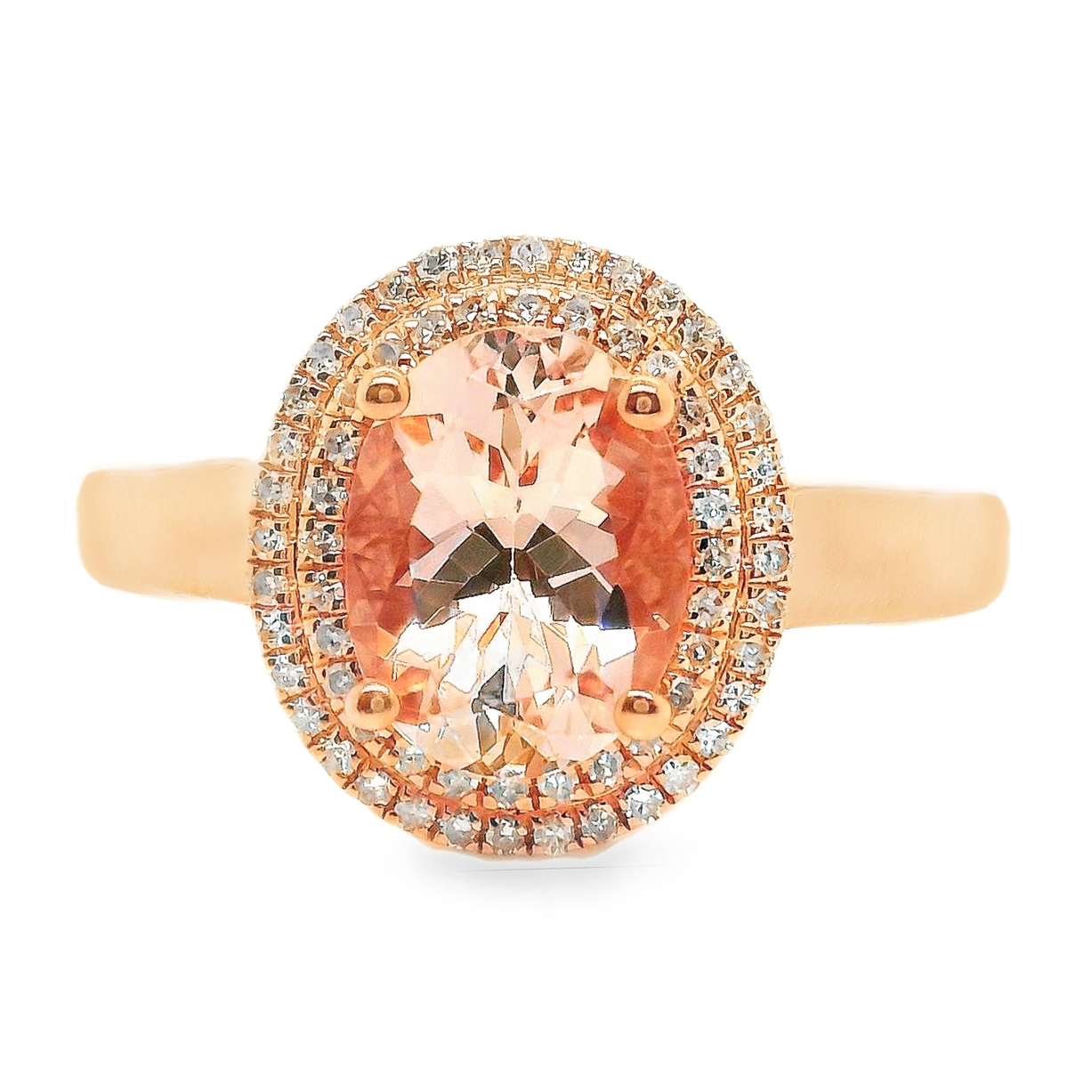 14K Rose Gold Morganite and Diamond Fashion Ring