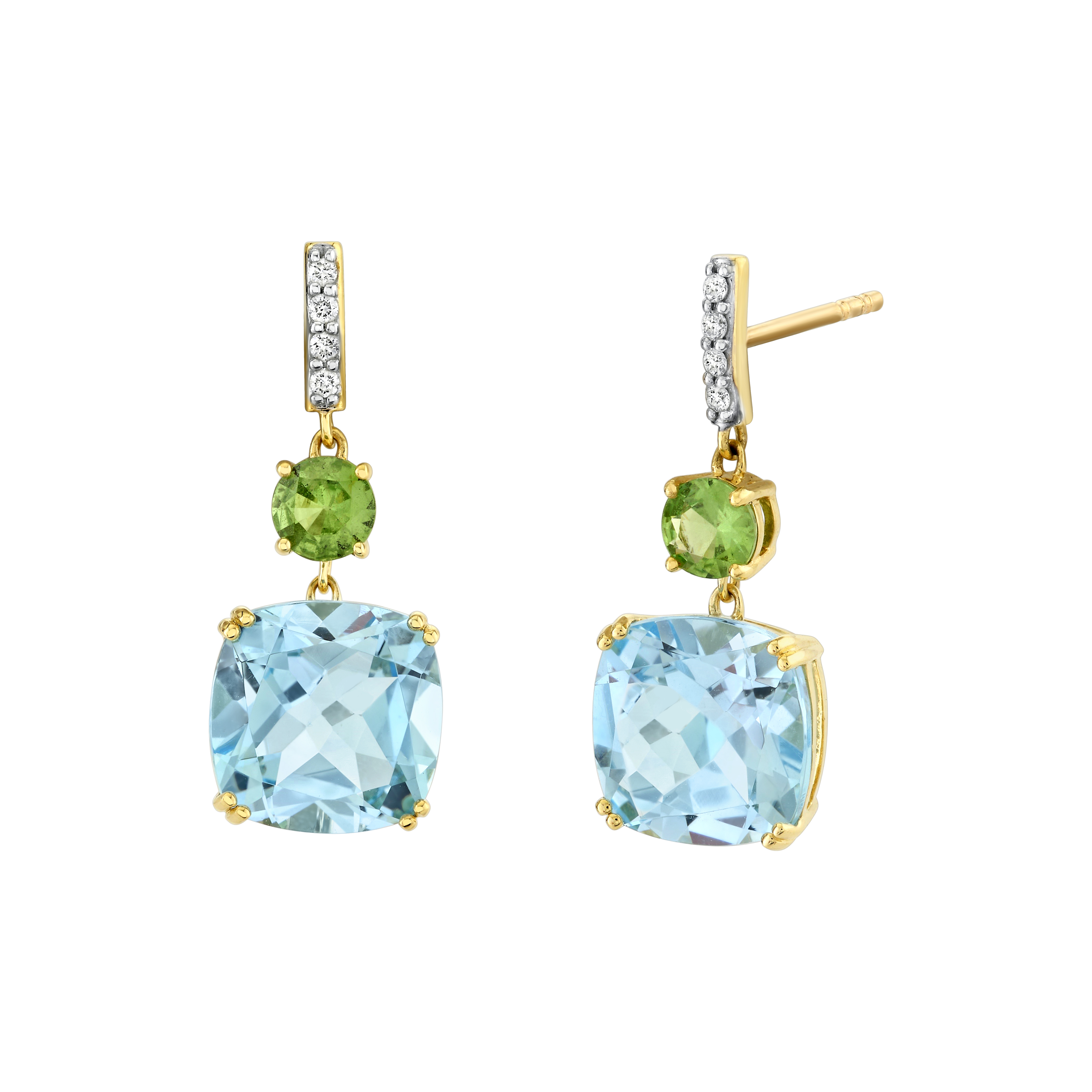 18K Yellow Gold Sky Blue Topaz Earrings