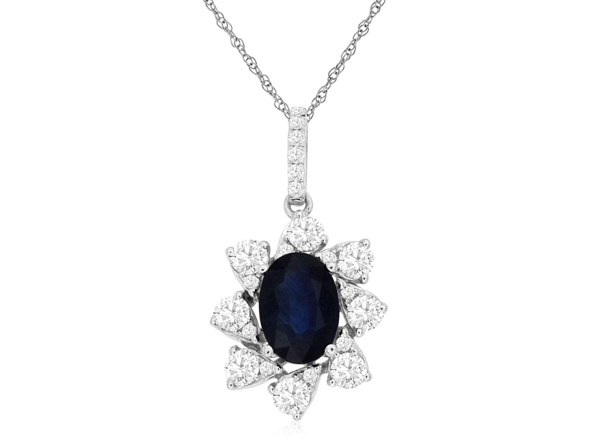 14K White Gold Sapphire and Diamond Necklace 00123500607 Koerbers