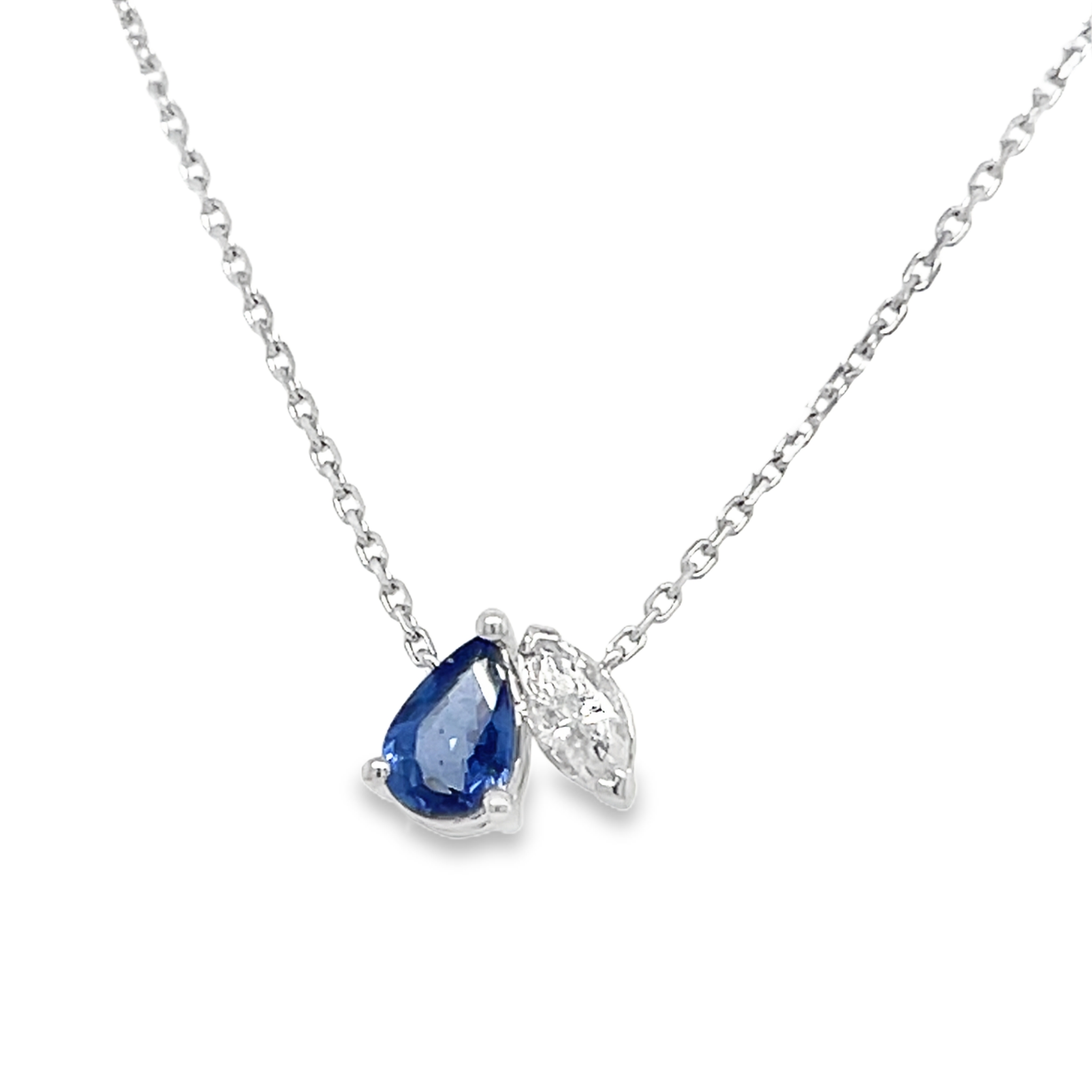 14K White Gold Diamond and Sapphire Necklace