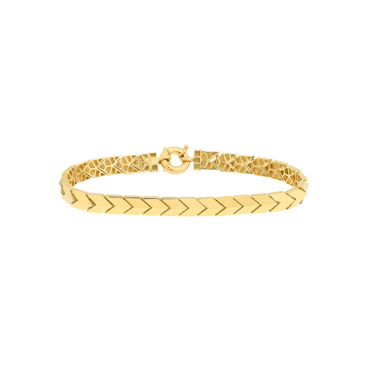 14K Yellow Gold 3D Polished Arrow Link Bracelet