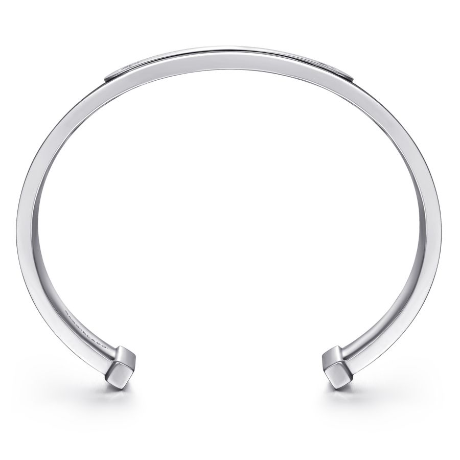 Sterling Silver and Leather Open ID Bracelet 001-610-03231