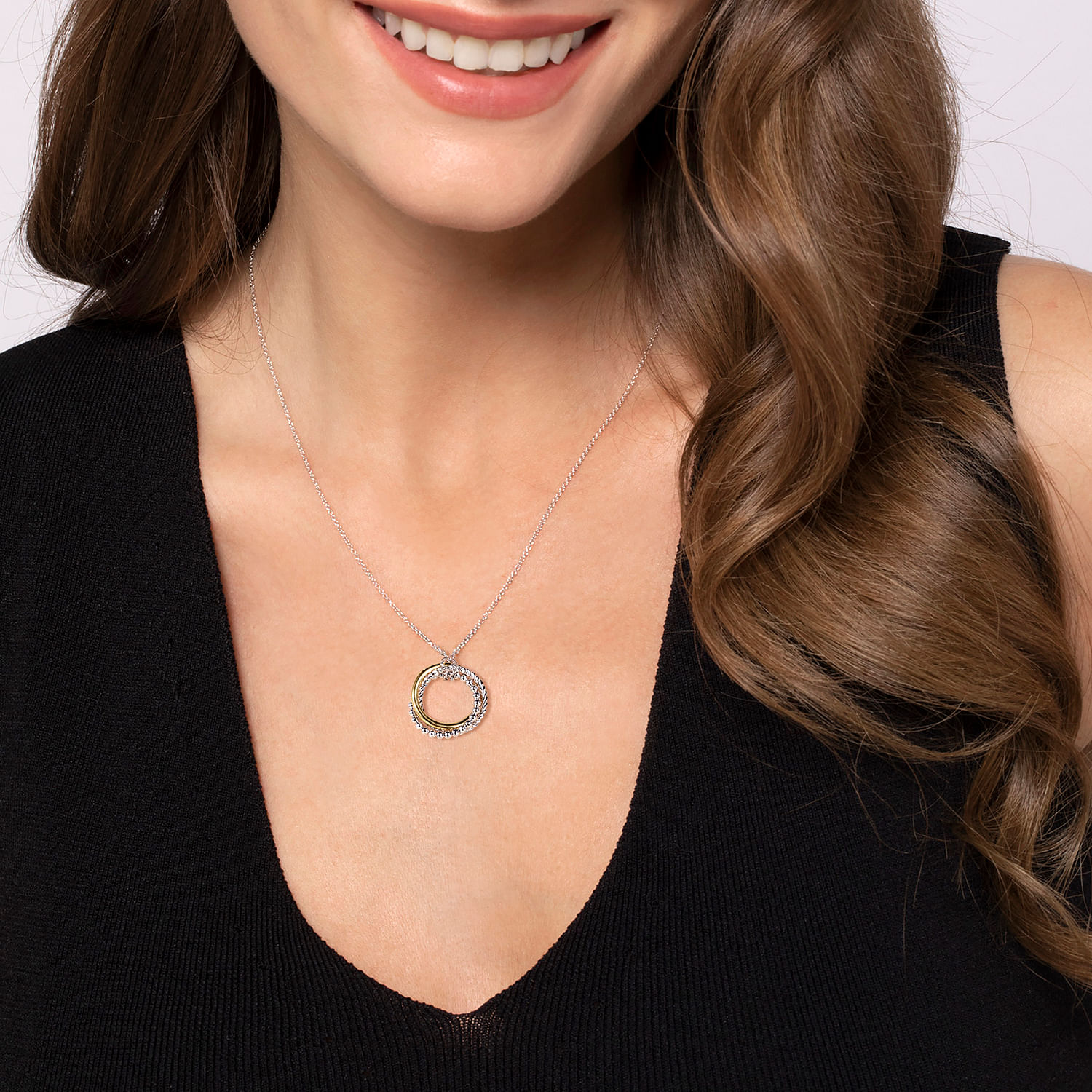 ネックレス・ペンダント Disc Wheel Necklace #7719 DY Elements® Disc Pendant in Sterling Silver with Black Onyx