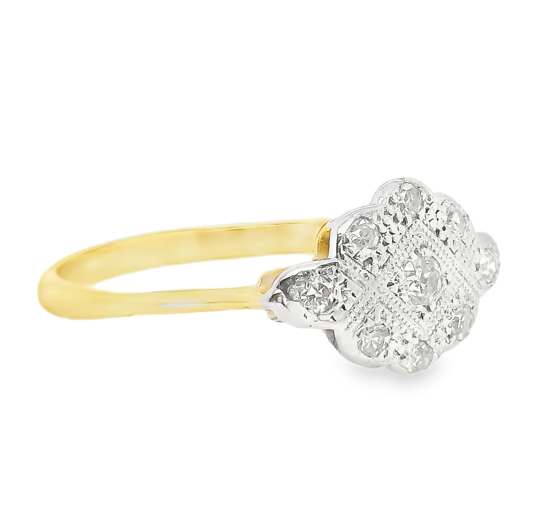Estate 14K Yellow and White Gold Vintage Cocktail Ring