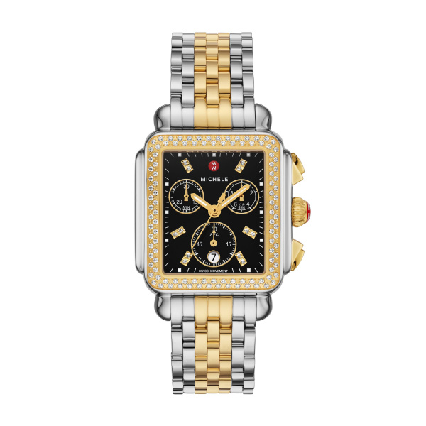 Michelle Watches Deco Two-Tone 18K Gold-Plated Diamond Watch