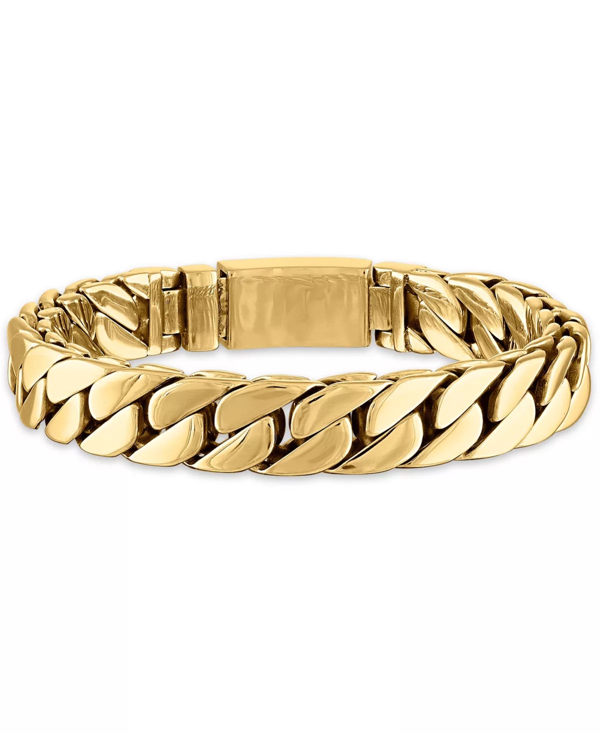 Stainless Steel with Yellow Gold Plating Curb Link Bracelet