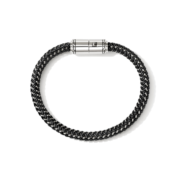 John Hardy Sterling Silver Pusher Clasp Black Rubber Cord Br