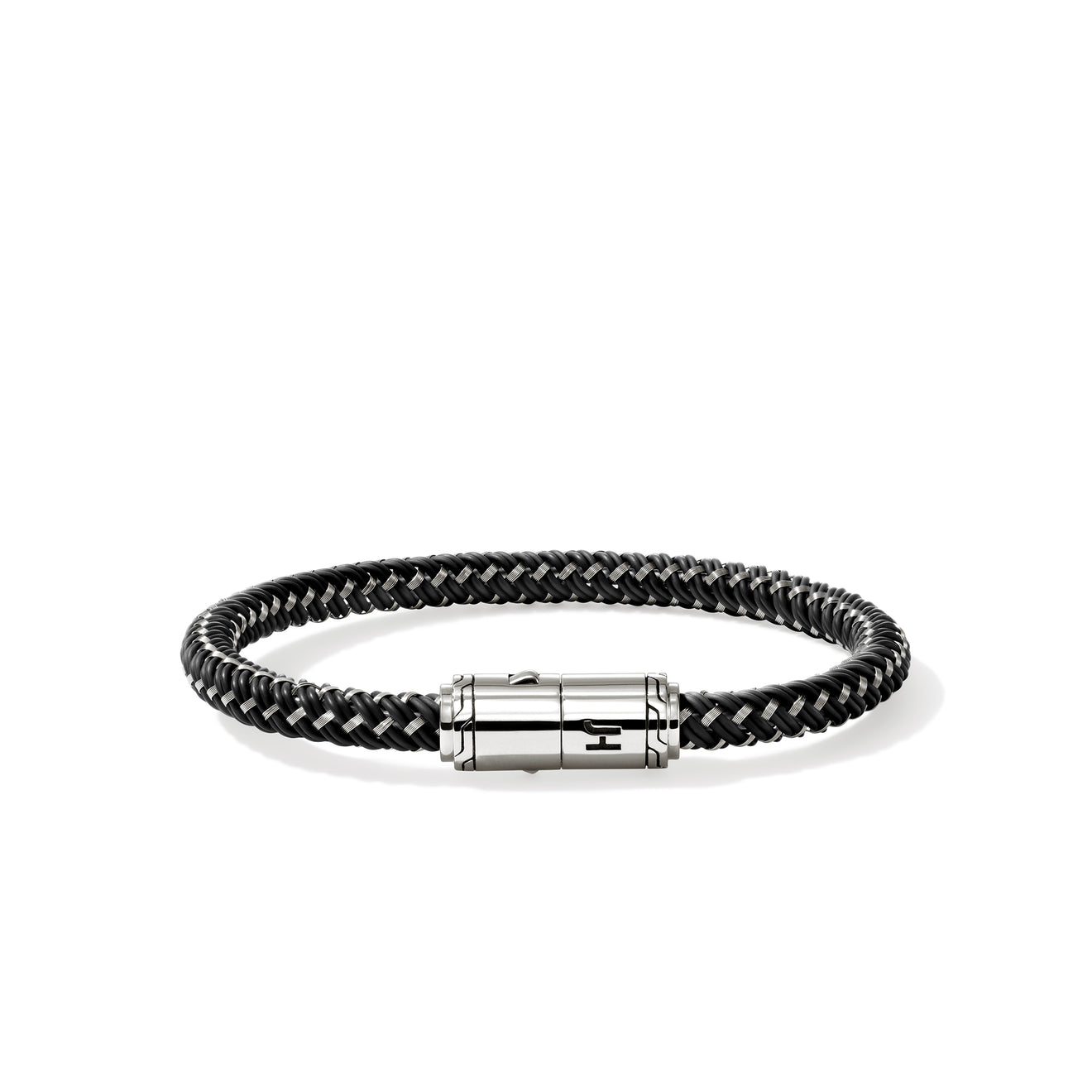 John Hardy Sterling Silver Pusher Clasp Black Rubber Cord Br