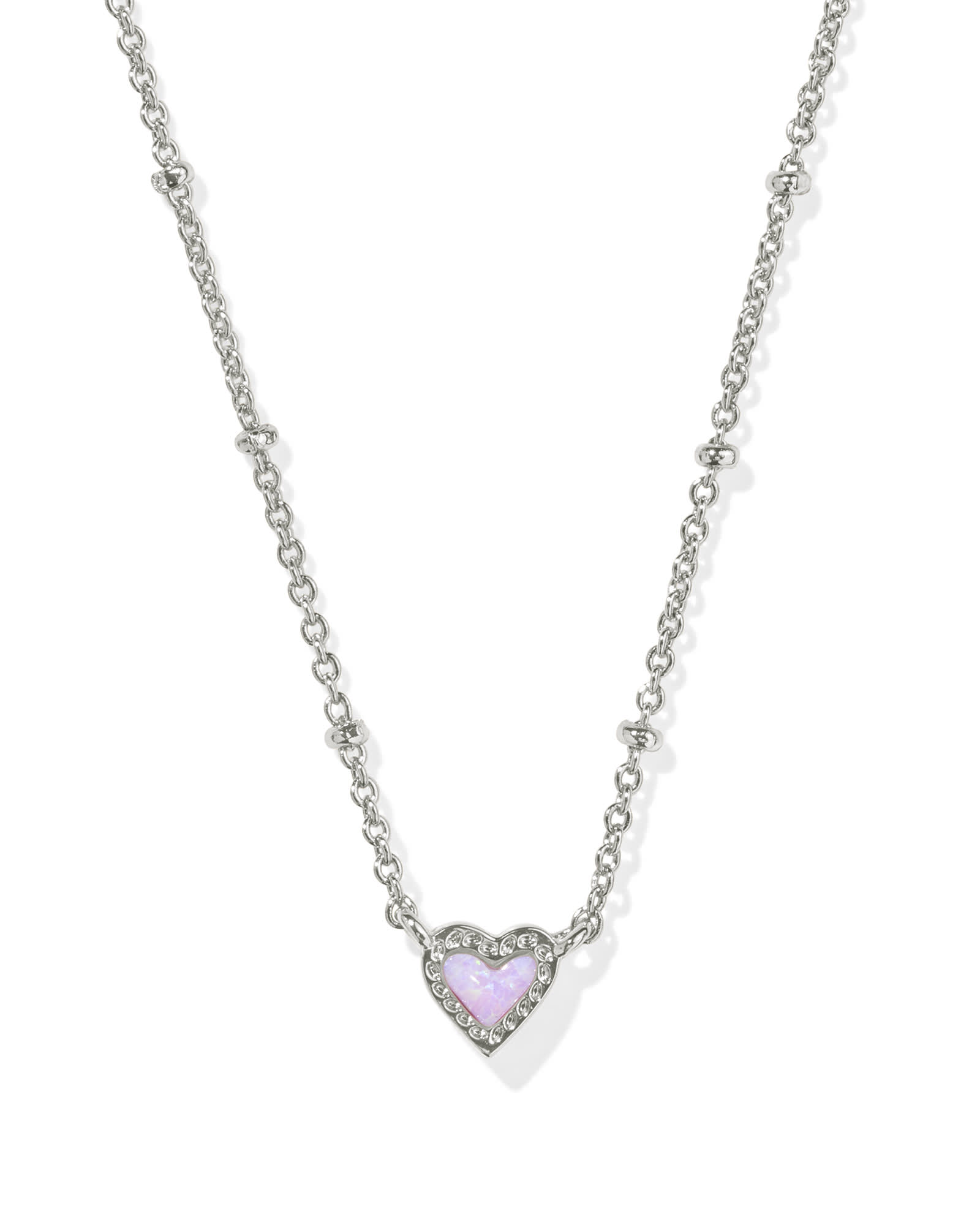 Kendra Scott Mini Ari Heart Silver Satellite Short Pendant N