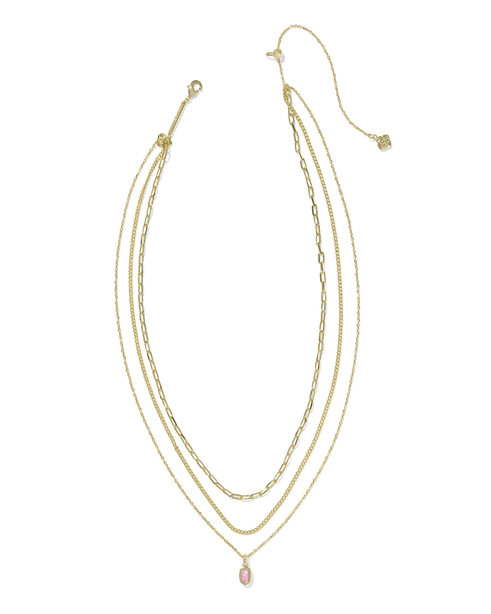 Kendra Scott Mini Elisa Gold Triple Strand Necklace with Car