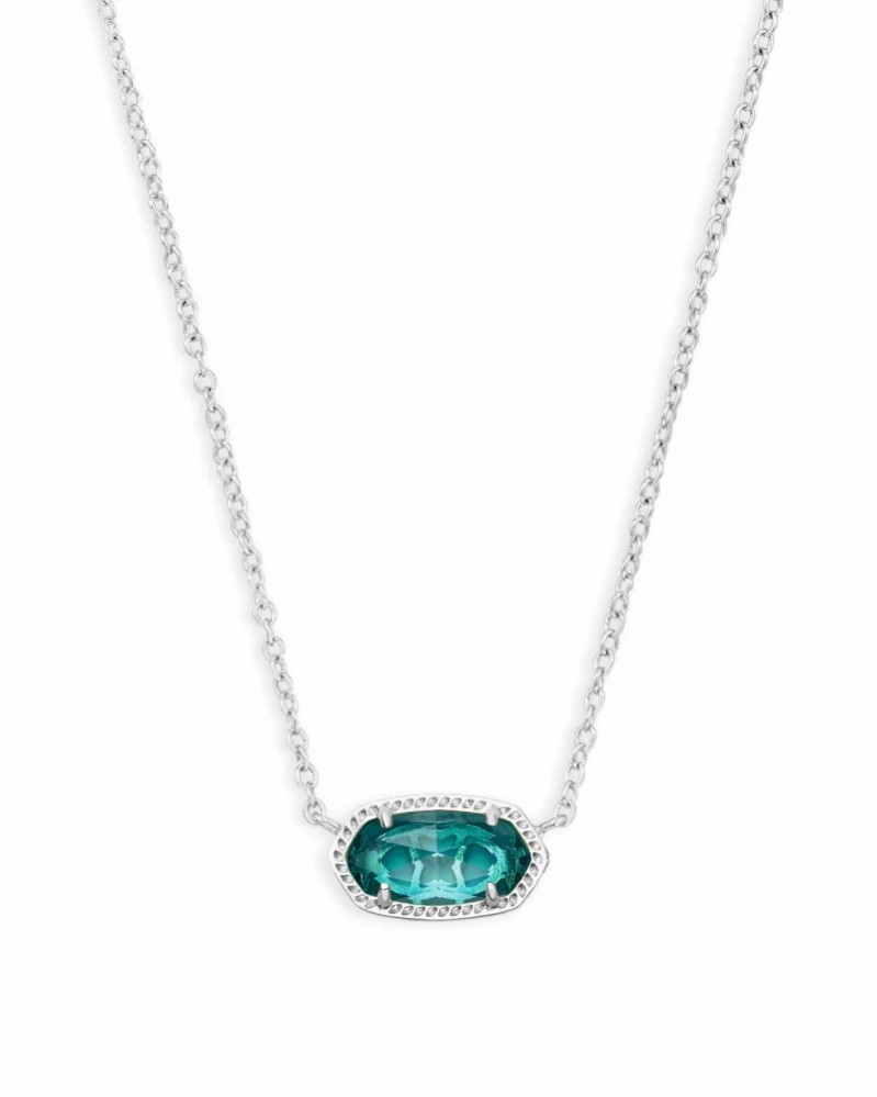 Kendra Scott Elisa Silver Pendant Necklace in London Blue Kiefer