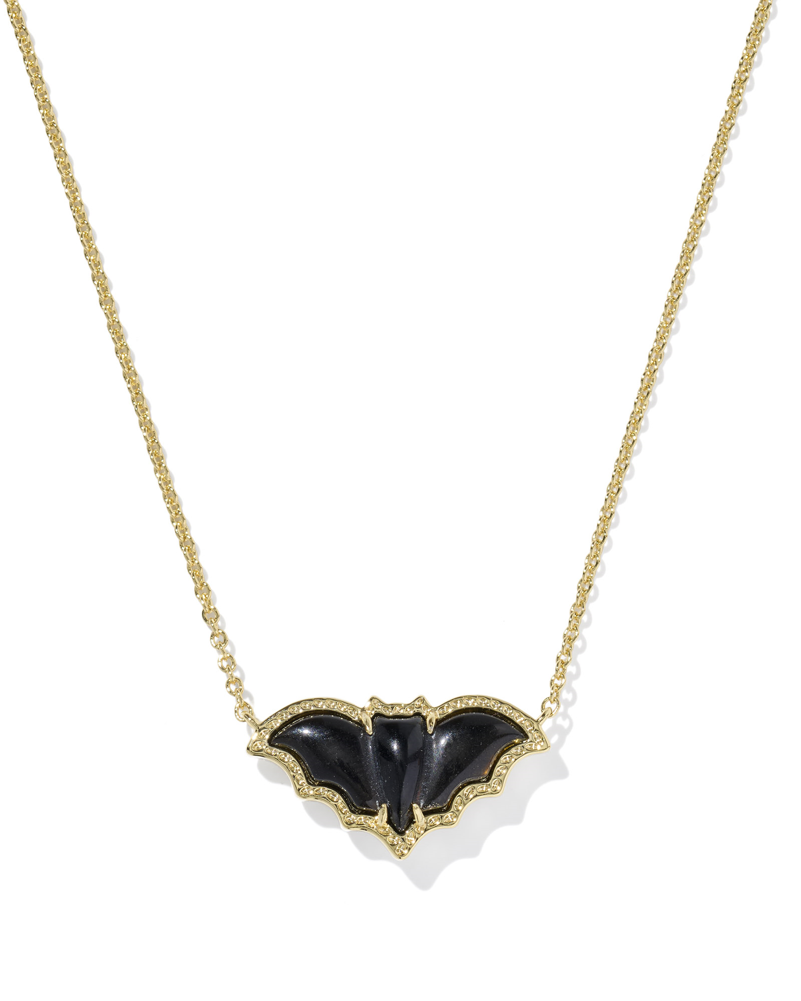 Bat Gold with Golden Obsidian Short Pendant Necklace by Kend