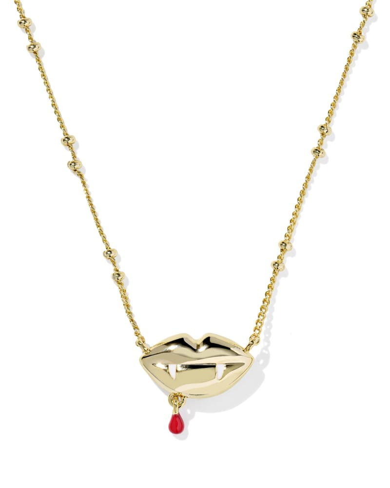 Vampire Gold with Lab Grown Red Opal Short Pendant Necklace