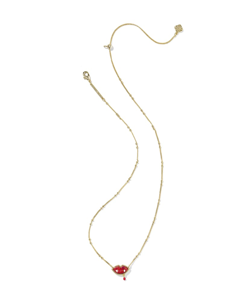 Vampire Gold with Lab Grown Red Opal Short Pendant Necklace
