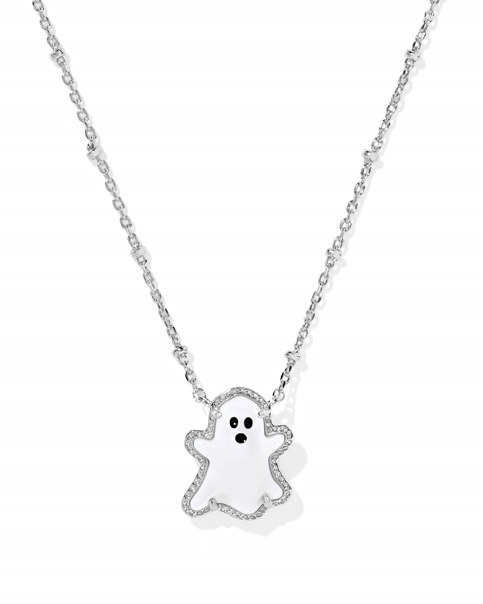 【307】Karen silver／お守りAmulet pendant case Ghost Silver with White Mother-of-Pearl Short Pendant Neckla