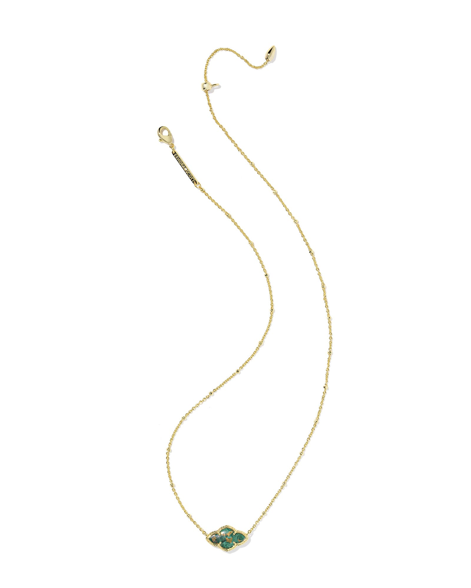 Abbie Gold with Bronze Veined Green Malachite Short Pendant