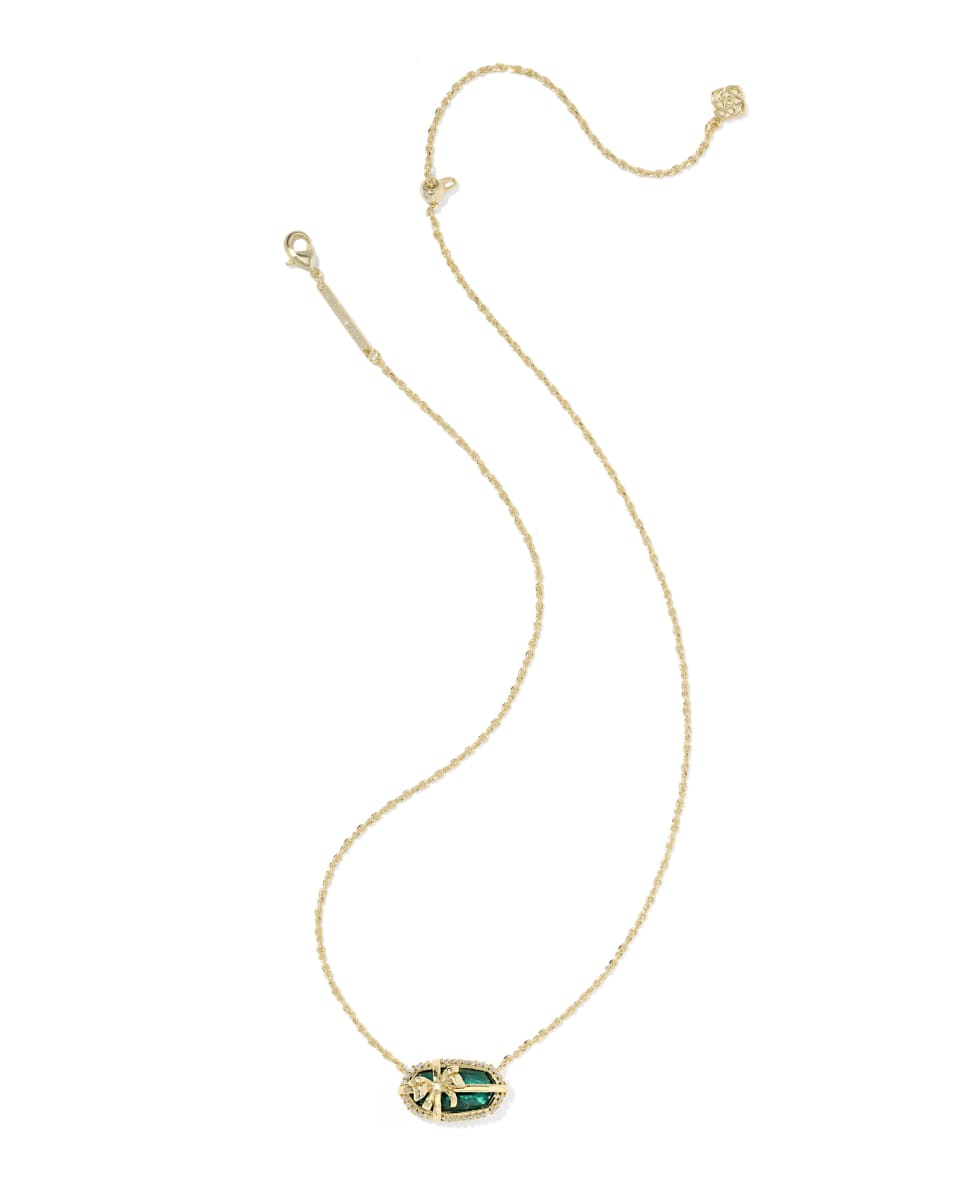 Elisa Bow Gold with Pine Illusion Short Pendant Necklace by