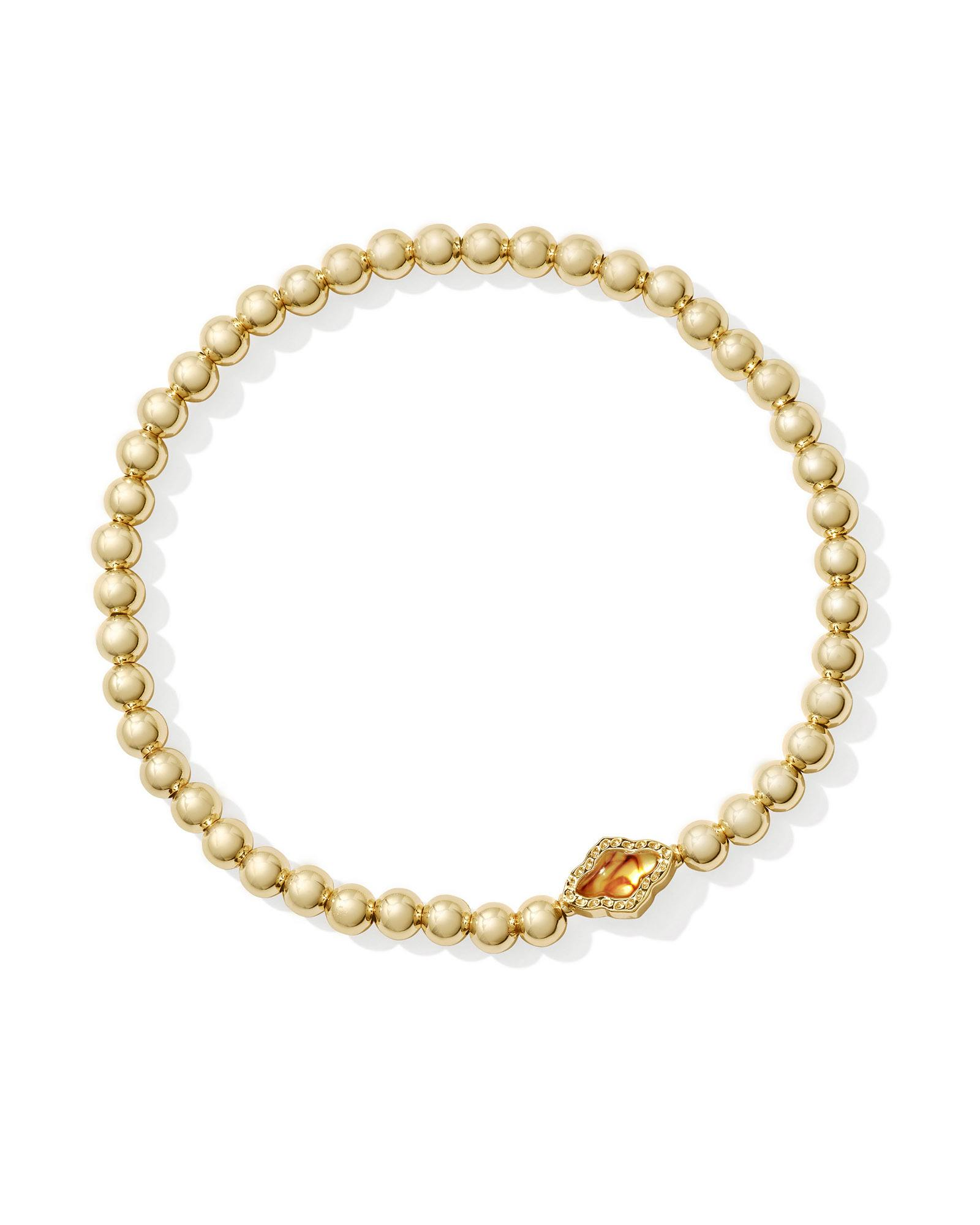 Kendra Scott Abbie Gold Beaded Stretch Bracelet in Marbled A