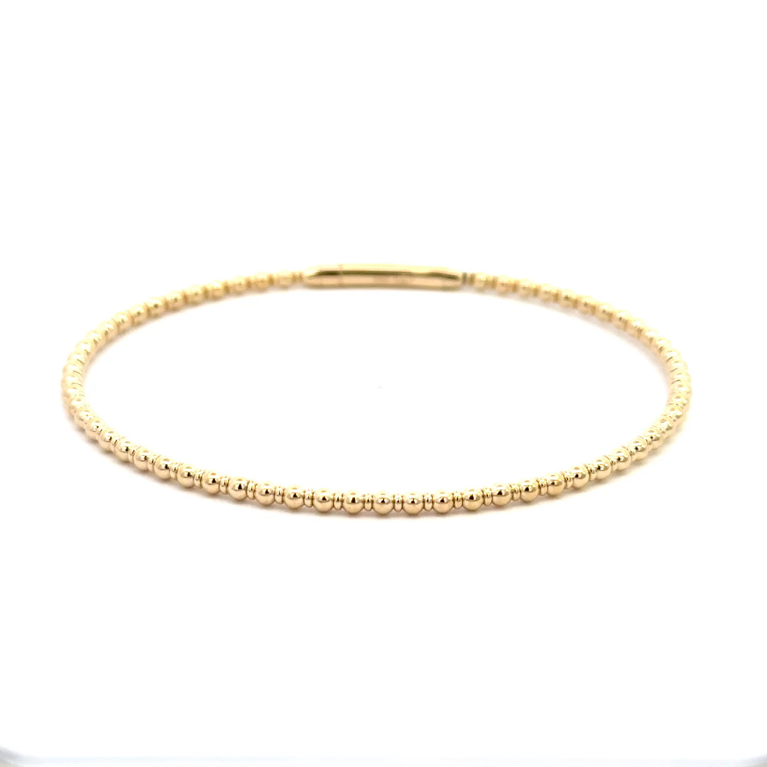 14KY Beaded Flexie Bangle Bracelet 001-540-2000804 14KY Lutz