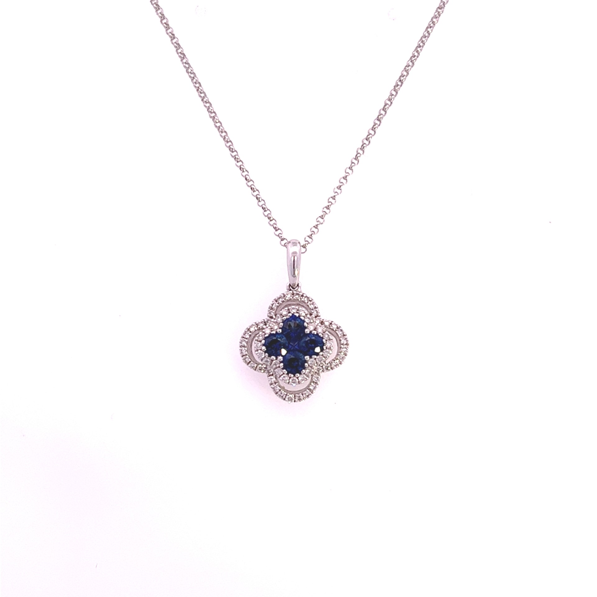 送税込【CRAFTD London】Blue Gemstone Clover Necklace☆(2色) Blue Gemstone Clover Necklace (Silver)