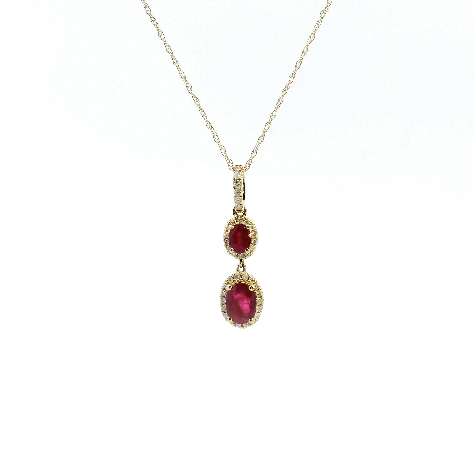 14KY Ruby and Diamond Halo Drop Pendant 002-630-2001773 | Kiefer