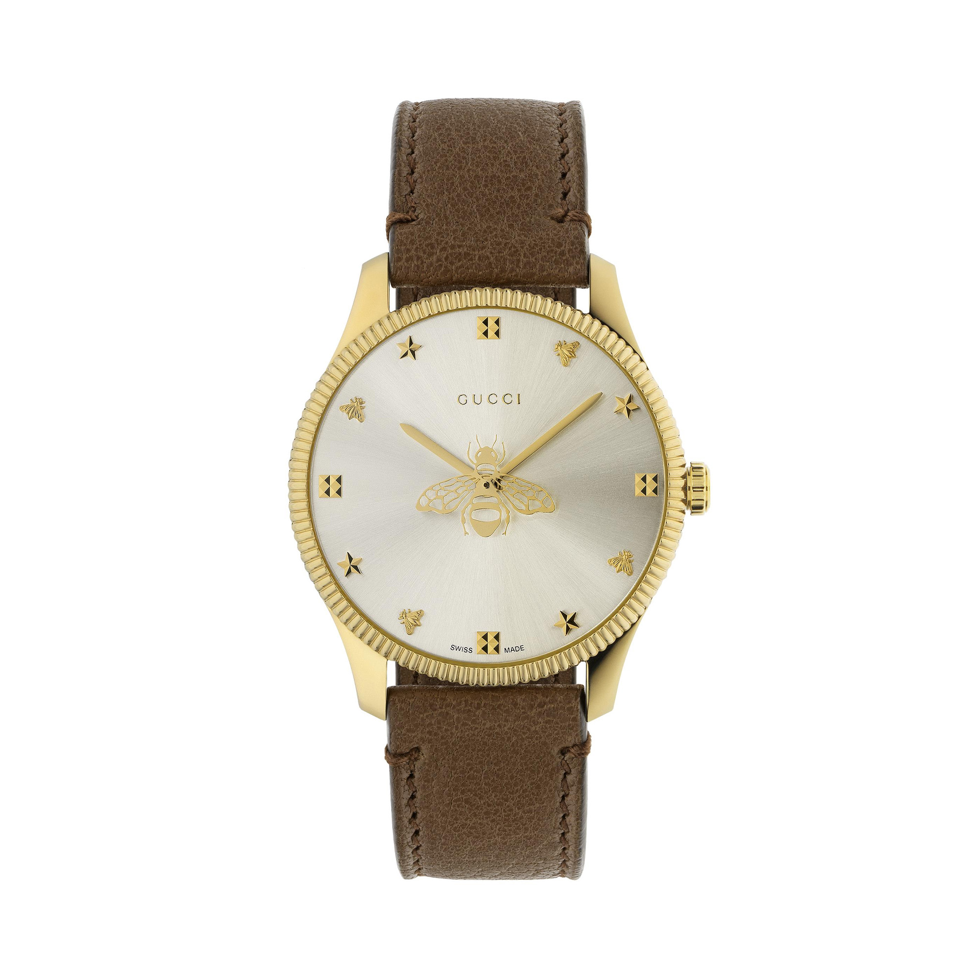 AUTHENTIC GUCCI G TIMELESS BROWN GOLD LEATHER BEE DESIGN WATCH AUTHENTIC GUCCI G TIMELESS BROWN GOLD LEATHER BEE DESIGN WATCH main image 2