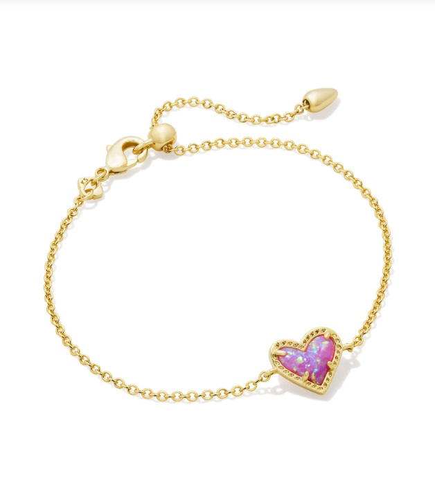 Ari Heart Gold Plated Delicate Chain Bracelet with Bubblegum Lee