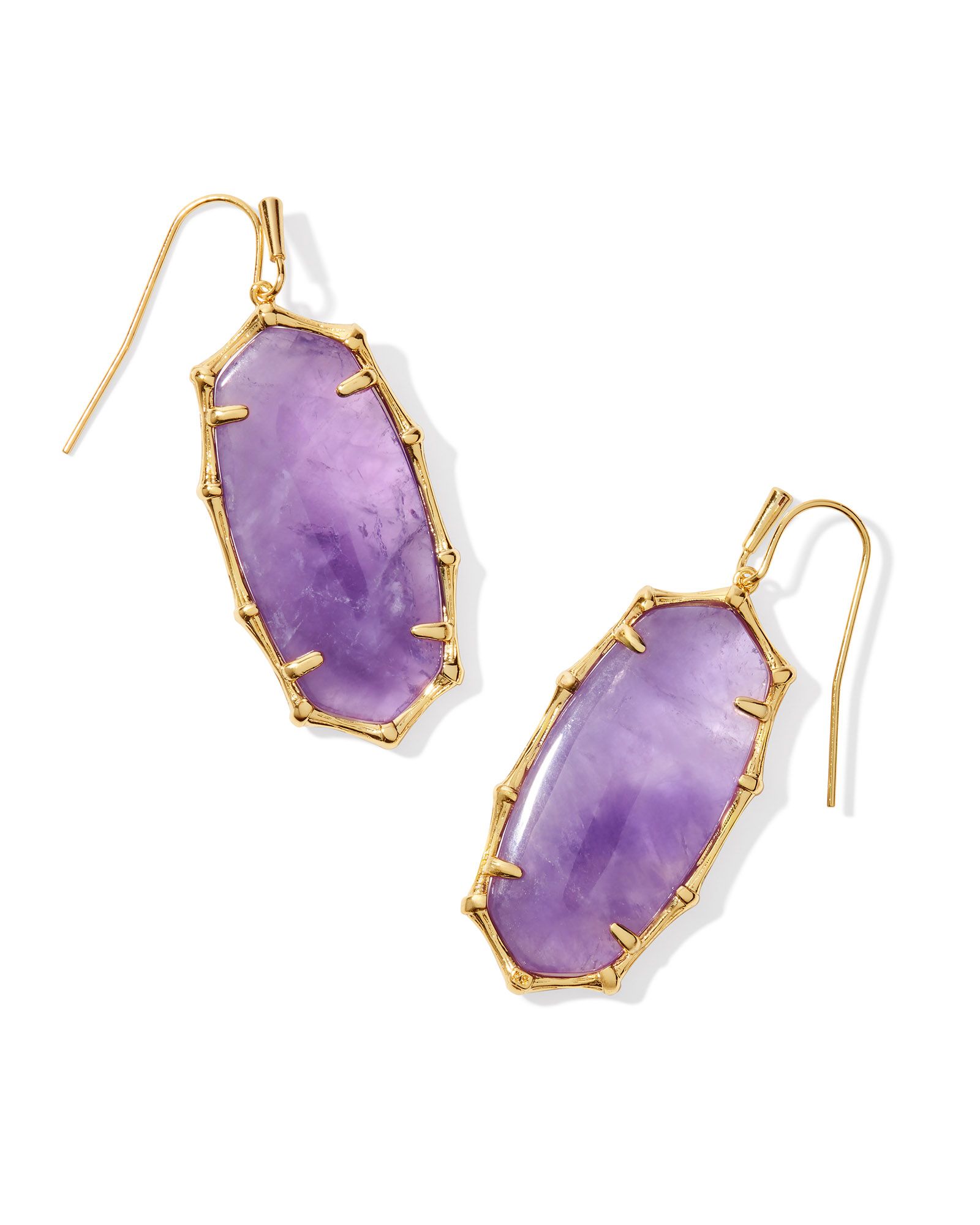 Kendra Scott Retired Dark Purple Amethyst Gold Drop Earrings