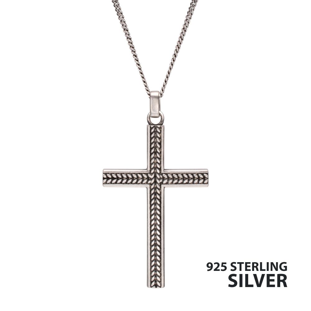 925 Sterling Silver Chevron Cross Pendant 001-835-03777 SS | Lee