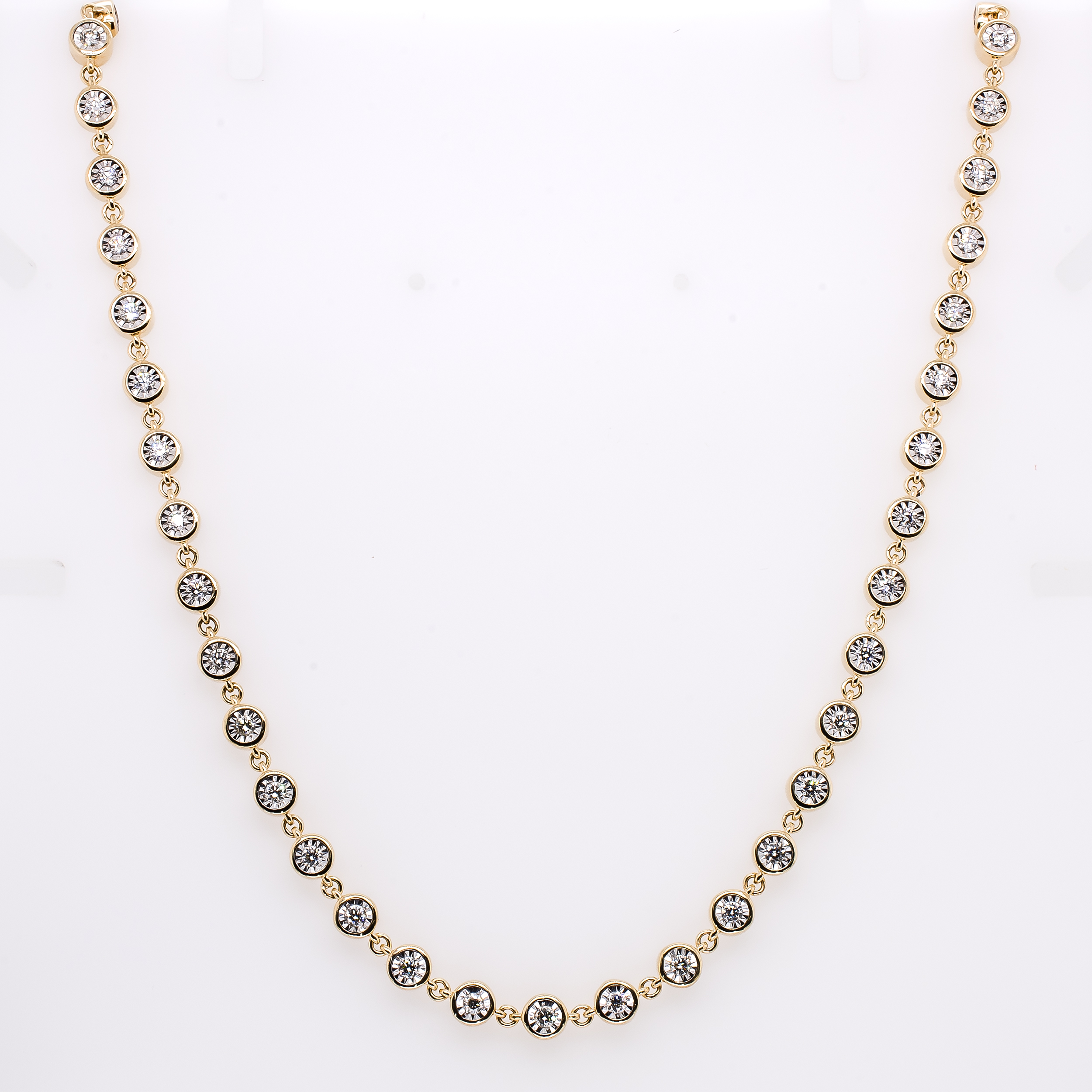 14K Yellow Gold Diamond Bezel Illusion Set Infinity Necklace