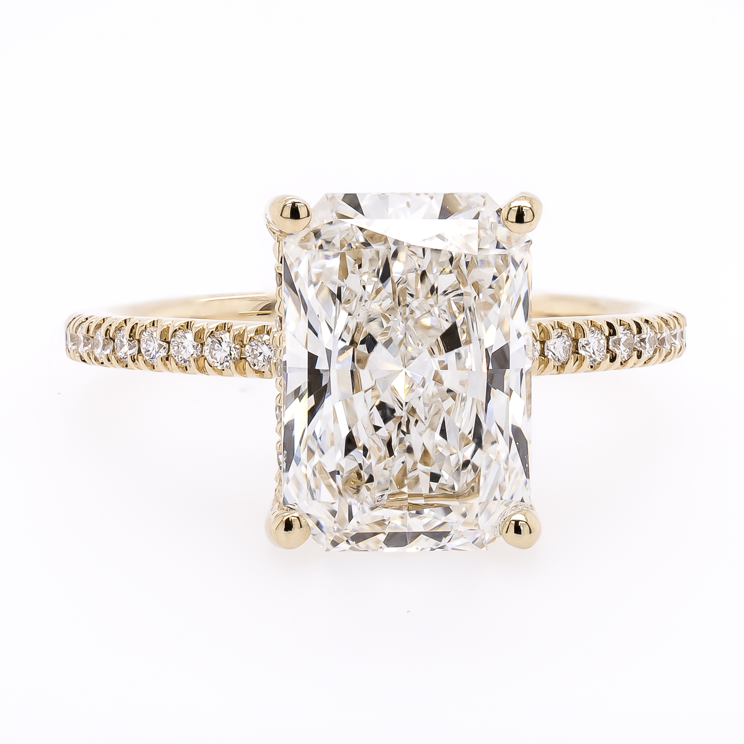 14K Yellow Gold Hidden Halo Radiant Cut Diamond Shank