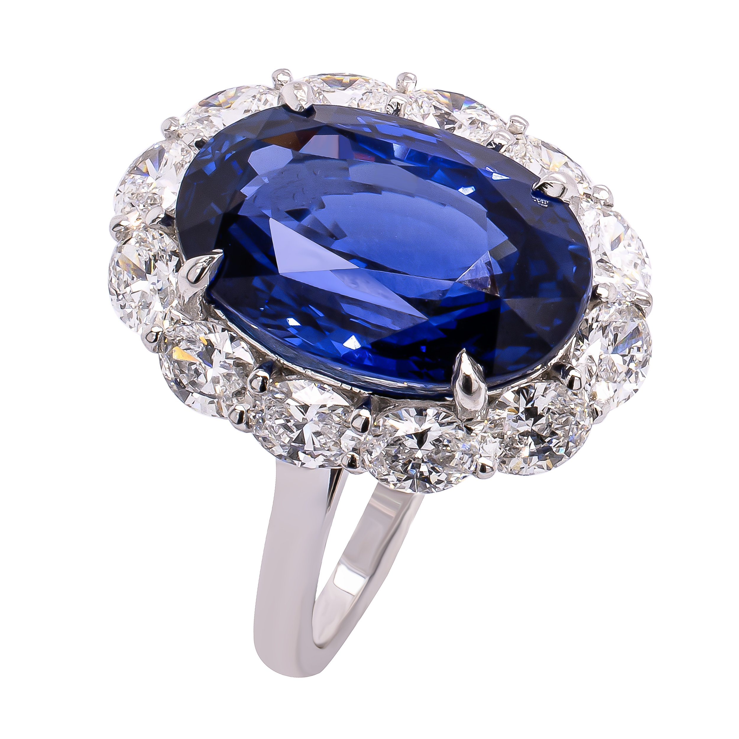 Platnium Princess Diana Sapphire Diamond Ring