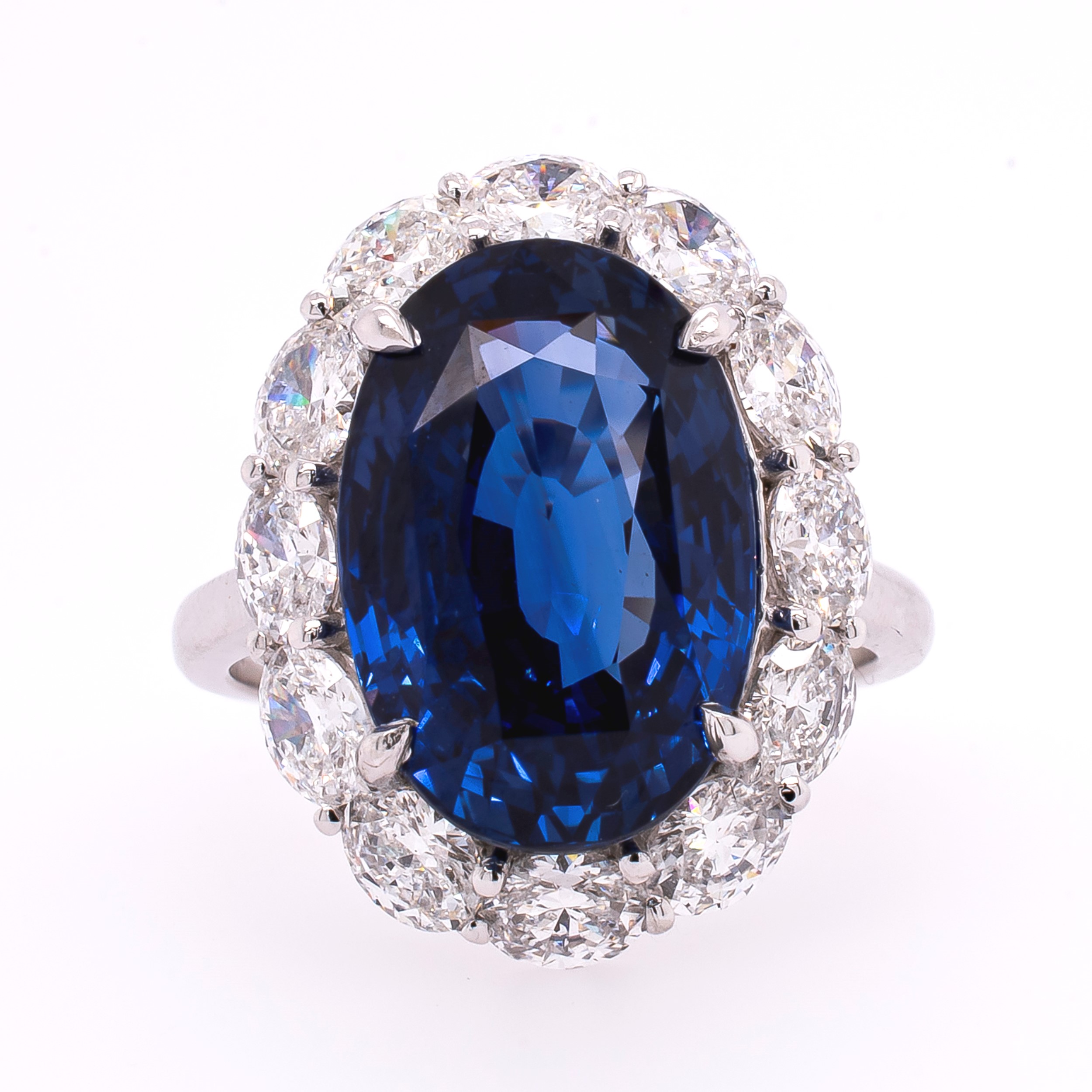 Platnium Princess Diana Sapphire Diamond Ring