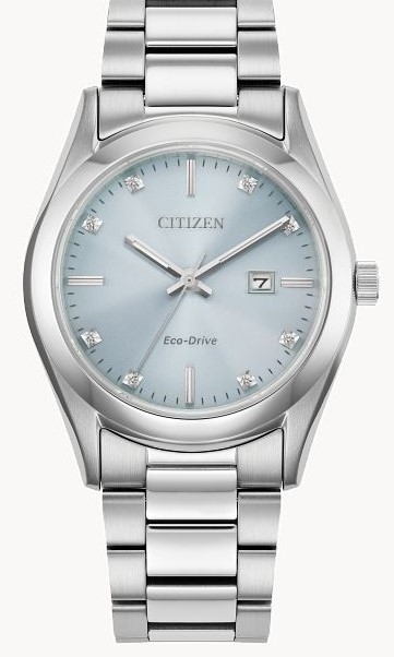 Eco-Drive Stainless Steel Crystal Dress Watch - Blue Dial CITIZEN Eco-Drive Dress/Classic Eco Crystal Eco Ladies  main image 4
