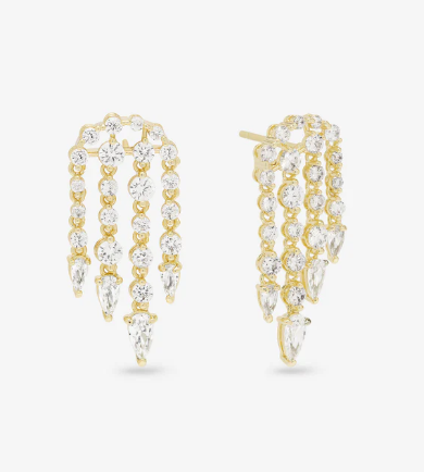 SHE'S ARRIVED CHANDELIER EARRINGS 18K GOLD PLATED OVER BRASS