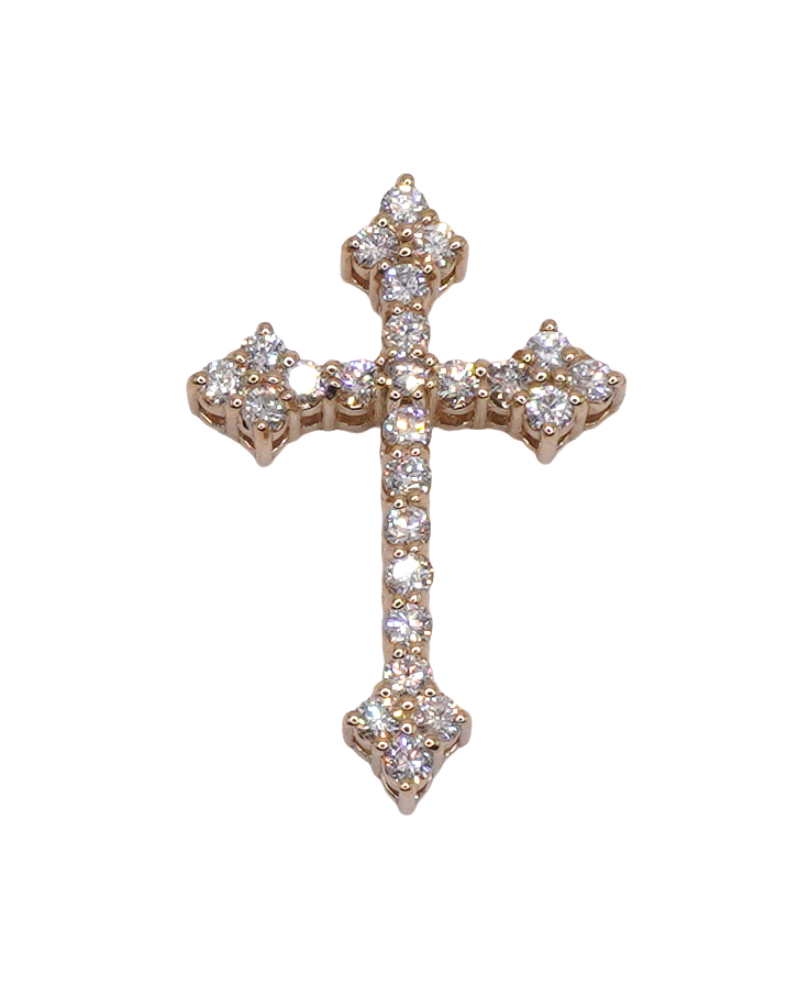 96ctw Diamond Cross Pendant- 14k Yellow Gold 001-160-00237