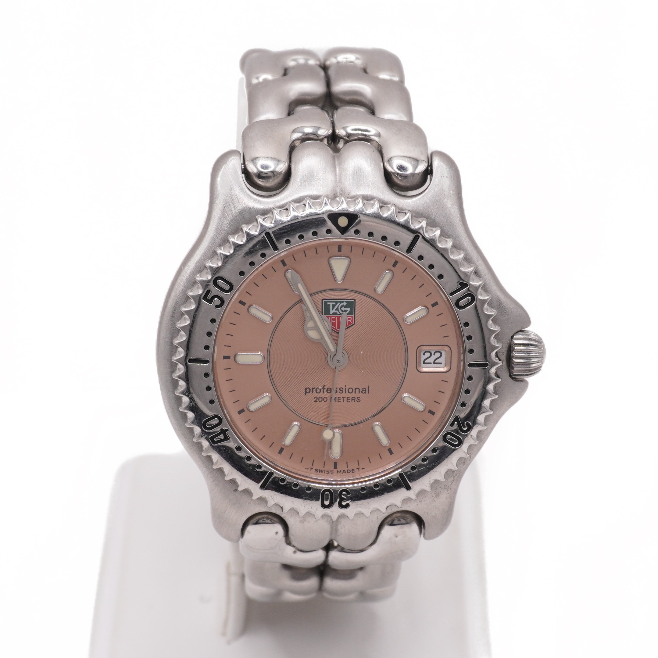 TAG Heuer Stainless Steel Professional Watch with a Pink Dia 