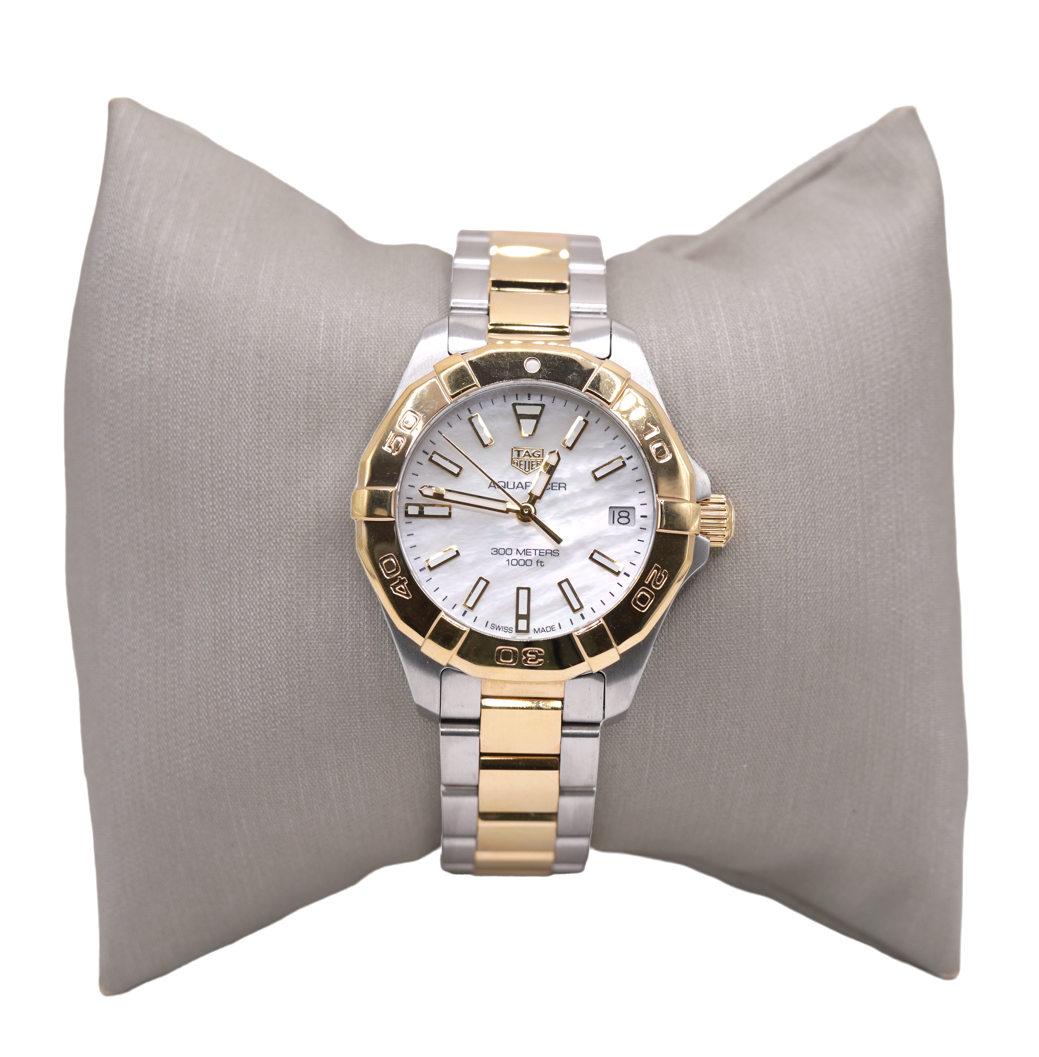 TAG Heuer Two Tone Aquaracer Watch with Mother of Pearl Dial 
